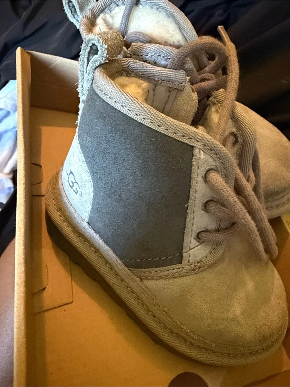 UGG Kids Gray Suede Lace-Up Ankle Boots